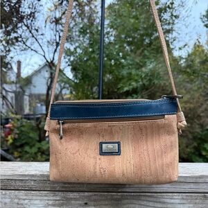 Montado Cork Portugal Purse 3 Pockets 54” Lgth Strap 9.5” Length X 6” Ht. As Is